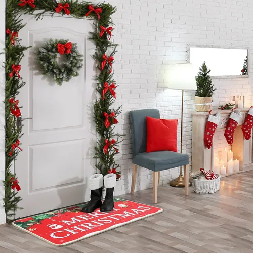 Miniatura 7 de Nuanchu Tapete de puerta de entrada para interiores y exteriores, antideslizante, parte trasera de goma, divertido decorativo de Navidad para casa