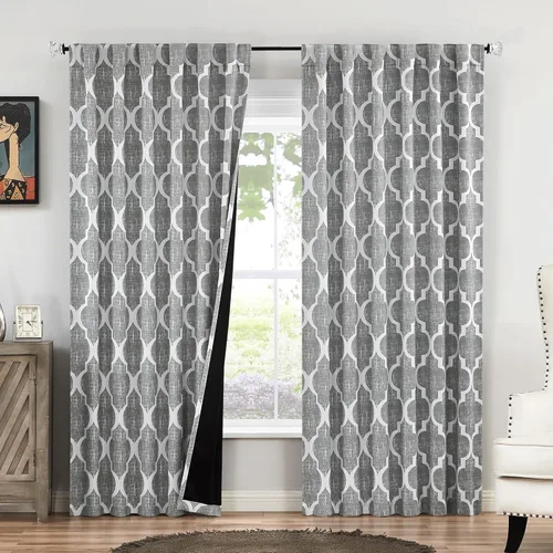 Miniatura 28 de Beauoop Cortinas 100% Opacas de 45 Pulgadas de Largo, 2 Paneles para Dormitorio, Sala de Estar, Gris Aqua Marroquí Geométrico, Oscurecimiento