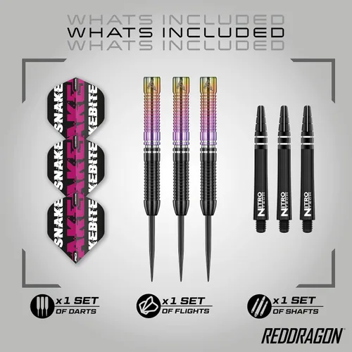 Miniatura 2 de RED DRAGON Snakebite World Champion 2020 Edition - Dardos de tungsteno con vuelos y ejes