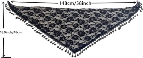 Miniatura 6 de Nanchor Velo de mantilla velo triángulo velos de encaje cubierta de cabeza de iglesia velo de novia para damas de honor de boda, Negro triángulo