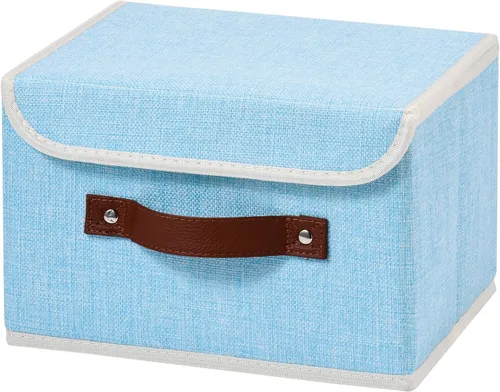 Miniatura 24 de Cajas de almacenamiento con tapa, contenedores de almacenamiento de tela de lino y algodón, contenedores organizadores, cestas decorativas plegables