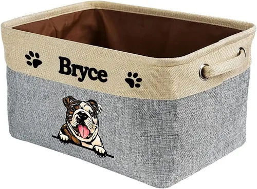 Miniatura 20 de Cesta de almacenamiento plegable personalizada con un bonito perro Bulldog inglés, plegable, de tela resistente, cubo de almacenamiento para Gris