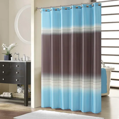 Miniatura 20 de Cortina de ducha de tela, estampado beige y tostado, cortinas de ducha con patrón de damasco bohemio de cachemira para baño, cortinas de baño Hudson