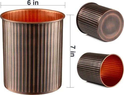 Miniatura 4 de Monarch Abode Kitchen Utensil Holder – Ridge Embossed Metal Antique Copper Utensil Holder, Decorative Utensil Crock for Kitchen Counter, Cooking