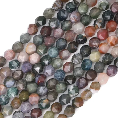 Miniatura 15 de BEADIA Cuentas redondas de facetas de piedra natural de amazonita de 6 mm para hacer joyas, tira de 36 cm