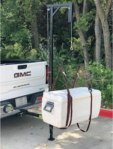 Miniatura 6 de Kit completo de elevador de caza con enganche para camiones HME, con cabrestante y camal, capacidad de 400 libras - Accesorio de limpieza