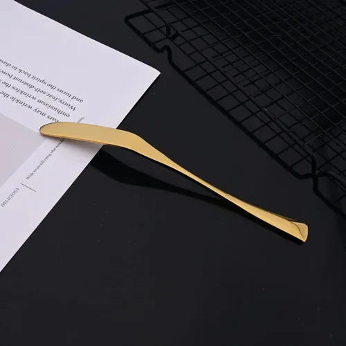 Miniatura 4 de JASHII Cuchillo de mantequilla dorado de acero inoxidable, juego de 4, esparcidor de mantequilla, para untar, queso y condimentos, diseño retro