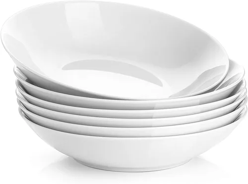 Y YHY Juego de 6 Tazones para Pasta de 8", Tazones de Ensalada de Porcelana de 22 oz para Servir Sopa, Pasta, Cena, Platos Tipo Tazón Grandes de