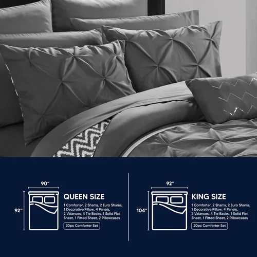 Miniatura 7 de Chic Home Juego de ropa de cama Jacksonville de 20 piezas, tamaño Queen, color beige