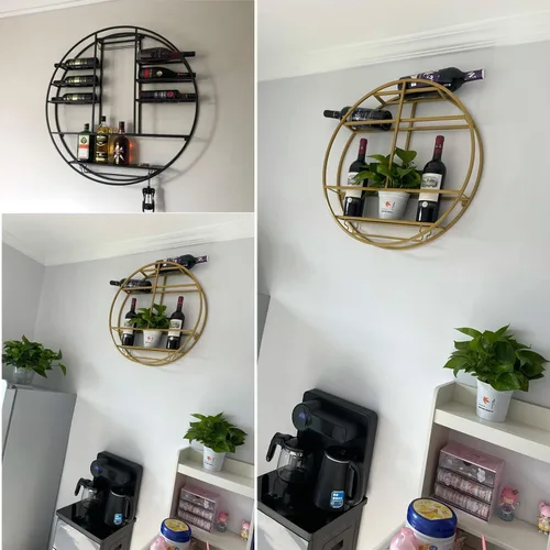 Miniatura 6 de Estante colgante para copas de vino montado en la pared, Estante para copas de vino para barra de cocina, soporte de exhibición redondo de la taza