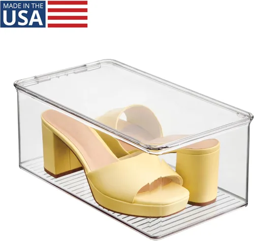 Miniatura 2 de iDesign Caja de zapatos apilable – Caja de zapatos de plástico con tapa con bisagras – Transparente – Fabricado en Estados Unidos