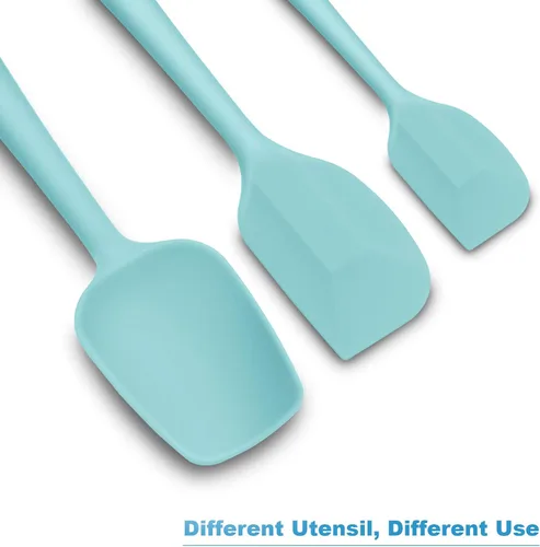 Miniatura 5 de Juego de espátulas de silicona de 3 piezas, mango ergonómico, espátulas de alta resistencia al calor, espátulas de goma antiadherentes con núcleo
