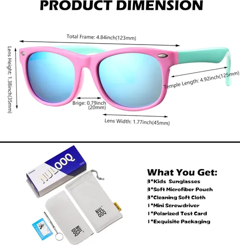Miniatura 26 de Lentes de sol polarizados para niños y niñas, marco flexible irrompible TPEE con protección UV400 de 3 a 8 años