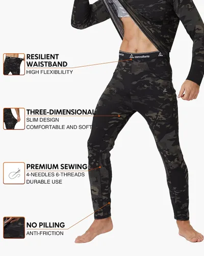 Miniatura 3 de CL convallaria Ropa interior térmica para hombre, ropa interior larga con forro polar, capa base para clima frío, XS-4XL