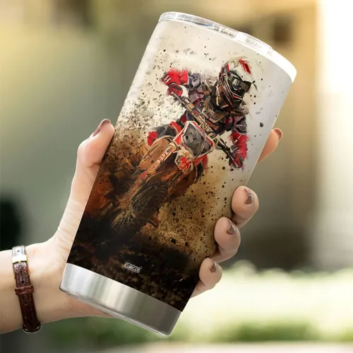 Miniatura 5 de CUBICER Vasos Tumbler de Café para Motocicleta de Tierra Vasos Térmicos Aislados Regalos Para Amantes de la Conducción Hombres Él Papá Papa En Dirt