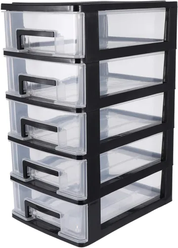 PATKAW Gabinete de almacenamiento multifuncional de cinco capas, 8.3 x 5.9 x 12.3 pulgadas, 5 cajones de almacenamiento de plástico, caja