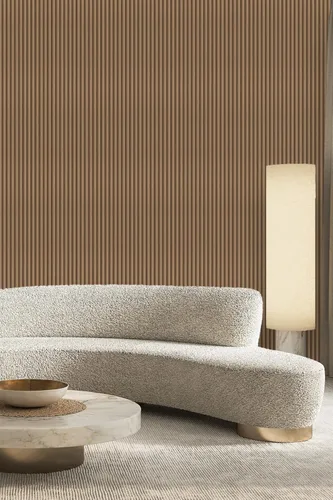 Miniatura 7 de Papel tapiz autoadhesivo con listones de madera, papel de contacto autoadhesivo de 11.8 x 118 pulgadas con efecto 3D, papel tapiz de madera extraíble