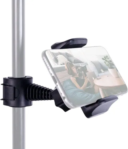 Miniatura 3 de Soporte de teléfono celular para soporte de micrófono, giratorio de 360°, soporte de abrazadera ajustable para teléfono inteligente, compatible