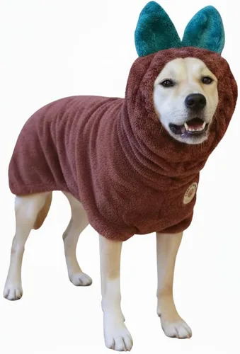 Miniatura 14 de DERPYCHAPPY Bata de Toalla Premium para Perros y Albornoz para Perros para Secar Perros Hecho en Corea Toalla de Baño de Microfibra Súper