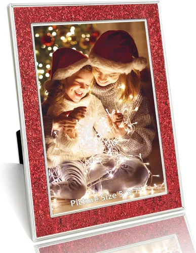 Miniatura 7 de HIKWADERY Portarretratos de 4 x 6 pulgadas con purpurina, marcos de fotos negros de 4 x 6 pulgadas con cristal real HD, para pared o mesa, regalo