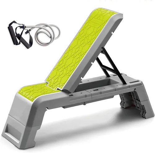 leikefitness Plataforma aeróbica multifuncional con plataforma de entrenamiento de cable, banco de mancuernas ajustable, banco de pesas, equipo de