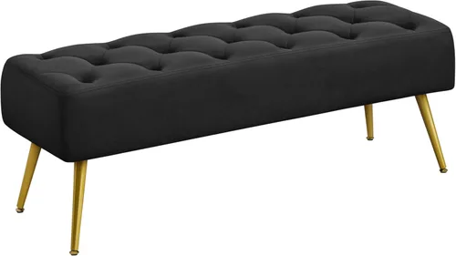 Miniatura 11 de Yaheetech Banco Otomano Moderno de Terciopelo Banco Tapizado Reposapiés para Sala de Estar con Patas de Metal Dorado y Asiento Acolchado Rosa