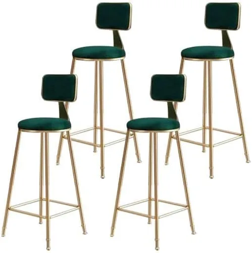 Miniatura 40 de Taburete moderno para mostrador, taburete sin brazos, taburete de hierro con cojín y pedal, 1 taburete corto (18 pulgadas de alto) azul