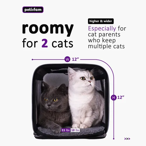 Miniatura 5 de Transportador suave para mascotas para gatos grandes y medianos, 2 gatitos, perros pequeños. Fácil de meter al gato, ideal para gatos a los que