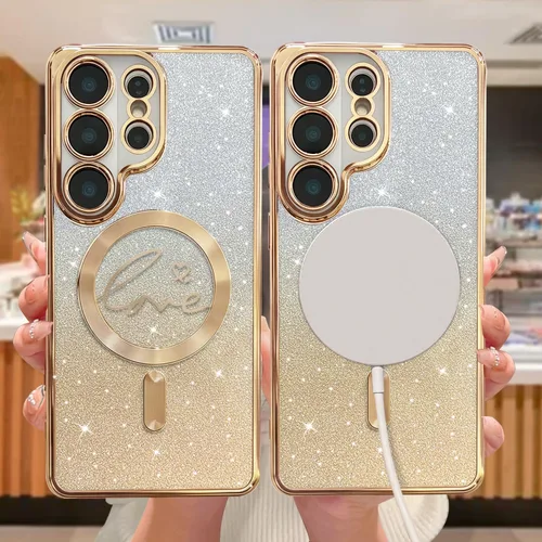 Miniatura 241 de ZONRW - Funda para Samsung Galaxy S22 Ultra magnética, para mujeres y niñas, cubierta trasera suave, lujosa, con corazón de amor, bling, degradado