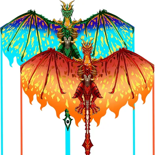 Miniatura 13 de Mint's Colorful Life Cometa de dragón para niños y adultos, fácil de volar, las mejores cometas de playa para principiantes, cuerda de cometa de 300