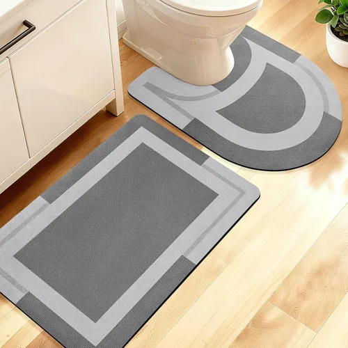 Miniatura 80 de ACCUMTEK Alfombrilla de Baño Ultra Delgada, Alfombrillas de Baño Antideslizantes con Respaldo Mejorado para Colocar Bajo la Puerta, Alfombras