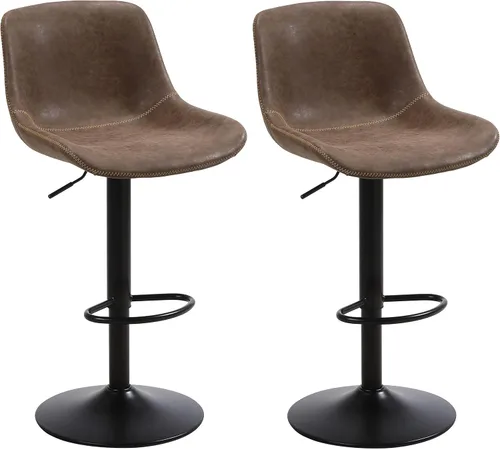 Miniatura 20 de Juego de 2 taburetes de bar, taburetes de bar giratorios de altura de mostrador con respaldo, sillas de bar ajustables, taburete alto sin brazos