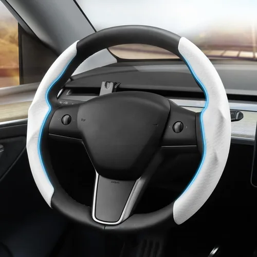 Miniatura 9 de Shademax Funda para Volante de Tesla Modelo Y/3 2017-2025 2026 (Compatible con Modelo Y Juniper 2026/ Modelo 3 Highland) Funda Protectora de Volante