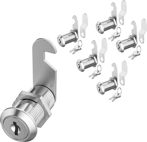 Paquete de 5 cerraduras de gabinete con llave, cerraduras de leva de gabinete de 1-1/8 pulgadas con llave similar, cerradura de RV para puerta de
