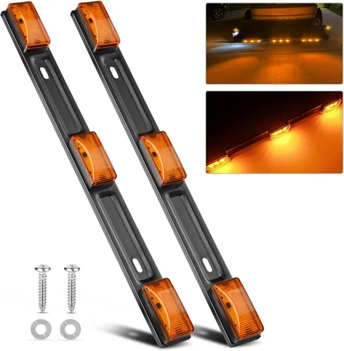 Miniatura 9 de Nilight TL-11 1 pieza rojo 9 LED barra de identificación marcador luz trasera soporte negro de acero inoxidable para camión remolque barco