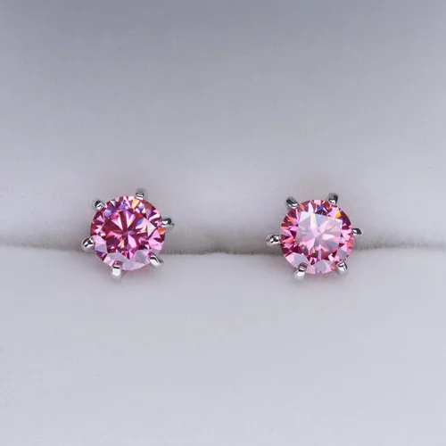 Miniatura 4 de GIGAJEWE Aretes de moissanita de corte redondo total 2.0 quilates, aretes de plata chapados en oro blanco de 18 quilates para mujeres y hombres