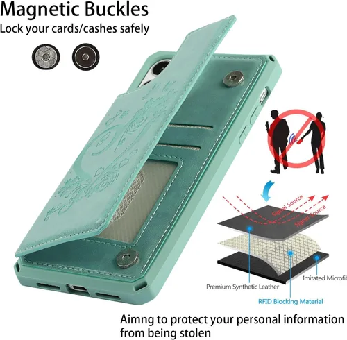 Miniatura 4 de Cavor Funda para iPhone 11 Pro Max con tarjetero, cartera con tarjetero y tarjetero para tarjetas de crédito para iPhone11ProMax