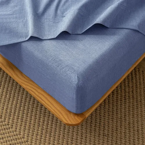 Miniatura 47 de MooMee Sábana bajera ajustable de solo 100% algodón lavado con textura parecida al lino, transpirable, duradera, suave, cómoda, bolsillo profundo
