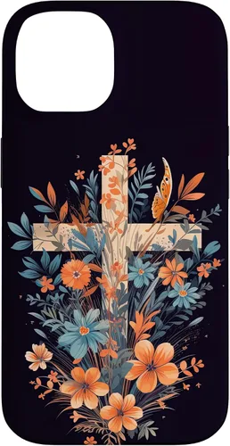 Miniatura 4 de Boho Floral Christian Cross Jesus God Wild Flower Women Case for iPhone 16