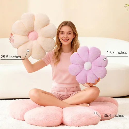 Miniatura 4 de FIONOUT Almohada de flores rosa, almohada de margarita de 17.7 pulgadas, linda almohada de piso para sentarse, decoración de habitación y almohada