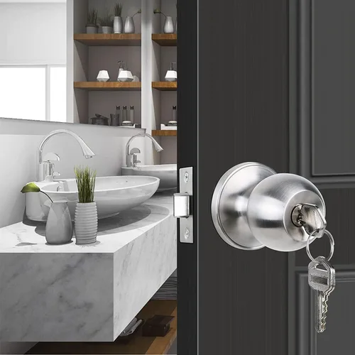 Miniatura 6 de GSCZ - Pomo de puerta con llave para cerraduras de puerta de dormitorio con llaves, perilla de puerta de acero inoxidable con cerradura y llave