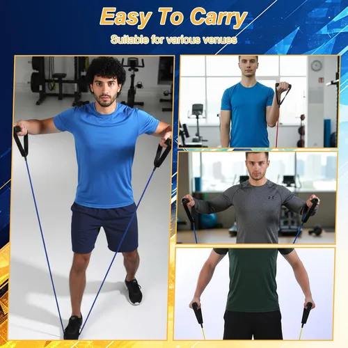 Miniatura 7 de 10 bandas de resistencia para ejercicio con asas, tubo de resistencia física, bandas de entrenamiento con anclaje de puerta para hombres y mujeres