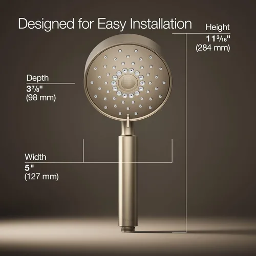 Miniatura 3 de KOHLER 22166-G-BV Purist - Ducha de mano con cuatro funciones, cabezal de ducha de mano con 3 ajustes de pulverización, 1.75 GPM, bronce cepillado