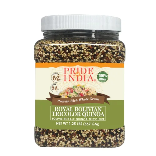Miniatura 13 de Pride Of India - Quinoa real boliviana natural de tres colores - Tarro de grano entero rico en proteínas, tarro de 3 libras