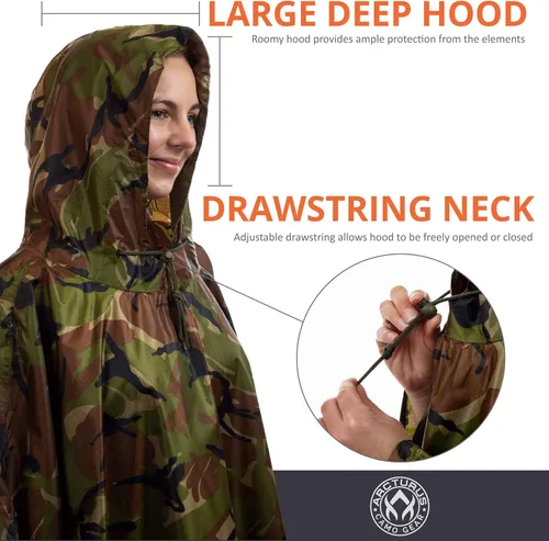 Miniatura 2 de Arcturus - Poncho ligero de nailon Ripstop con capucha ajustable