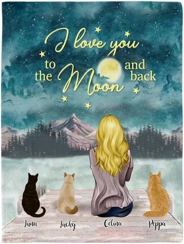 Miniatura 9 de Gossby Manta personalizada de vellón de gatos, regalo personalizado para mamá de gato con diseño, nombre, raza de gato, cumpleaños, día de la madre