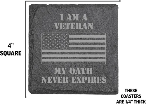 Miniatura 5 de Rogue River Tactical Slate Coaster 4 Back Gift Set Patriótico Bandera de Estados Unidos Juego de posavasos Regalo de Estados Unidos Veterano