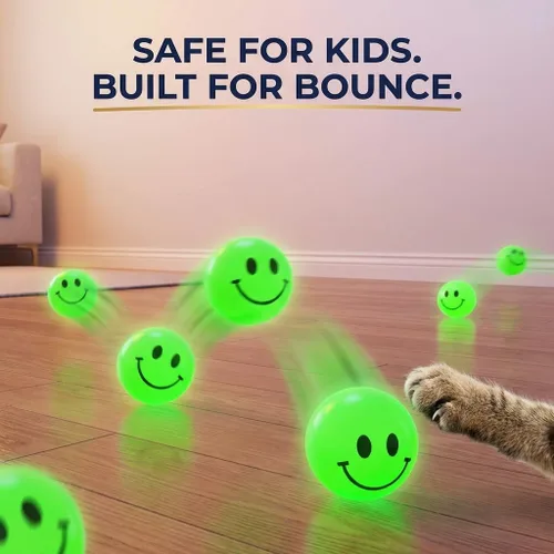Miniatura 7 de Bedwina Bulk Bouncy Balls Glow in the Dark - (1inch / 27mm) Diameter, High Bouncing, Small Rubber Smile Face Bouncing Balls for Kids, Vending