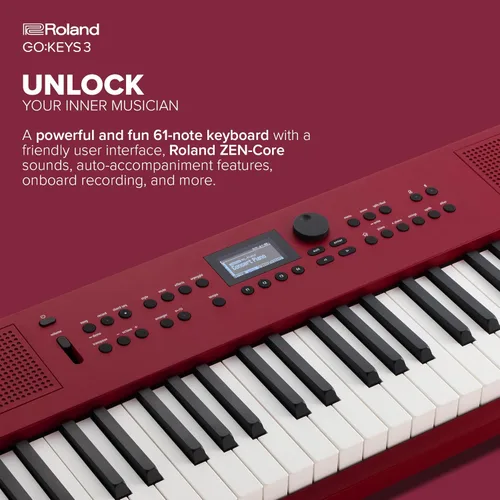 Miniatura 2 de Roland GO:KEYS 3 Teclado de creación de música Teclado de 61 notas Altavoces estéreo integrados Soporte Bluetooth de audio/MIDI para Rojo