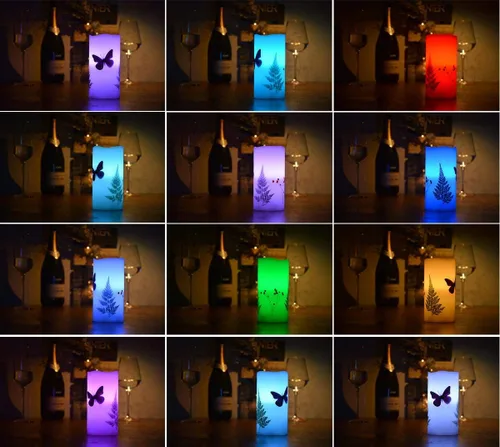 Miniatura 2 de Velas LED sin llama, funciona con pilas, con temporizador remoto, 6 pulgadas, decoración de mariposas y plantas, velas eléctricas de cera real, 12